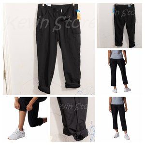 Columbia Womens Cargo Pants Black Woodland Hills Water-Resistant Pockets Roll-Up